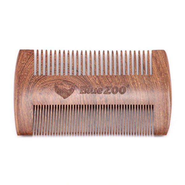 Blue ZOO Double Side Sandalwood Mustaches Beard Brush Comb