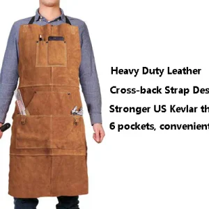 Cowhide Real Leather – Work Shop Apron with 6 Tool Pockets