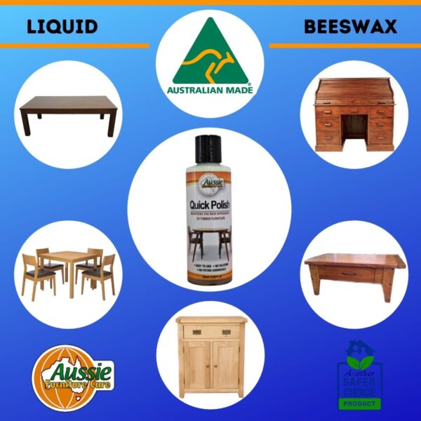 Quick Polish 250ml Liquid Beeswax Furniture Polish (100% Australian Made)