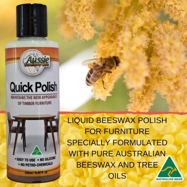 Quick Polish 250ml Liquid Beeswax Furniture Polish (100% Australian Made)